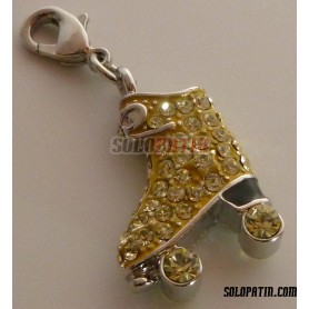 Pendentif Patin à Roulettes avec Strass Saphir Jaune