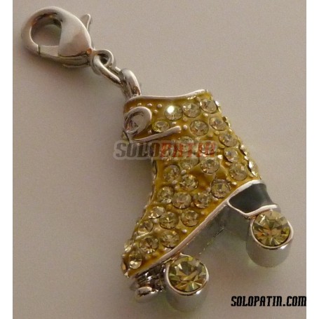 Roller Skate Pendant with Strass Sapphire Yellow