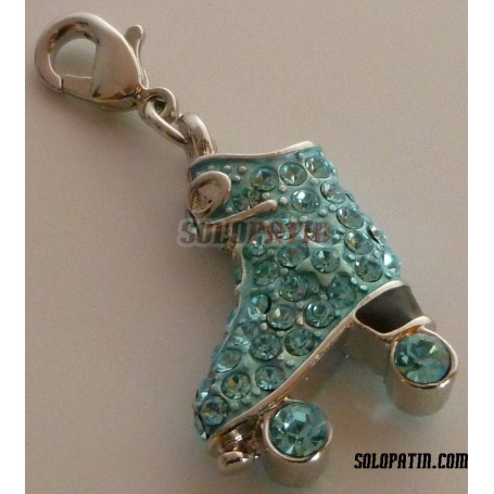 Rollschuh-Anhänger mit Strass Saphir Türkis