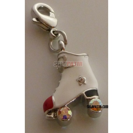 Pendentif Patin à Roulettes Émaillée Blanc