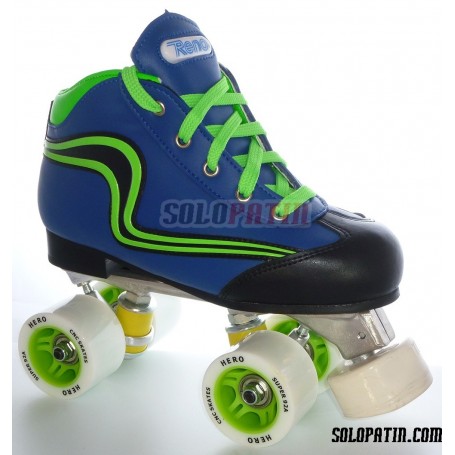 Rollshuhe Komplett CNC Skates + Reno Initation Blau Leuchtstoffgrün