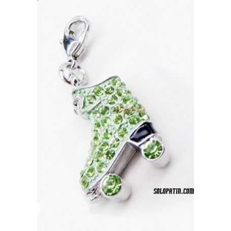 Roller Skate Pingente com Strass verde esmeralda