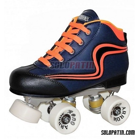 Patins Completos Hóquei Reno Initation Azul-Marinho Laranja Fluor