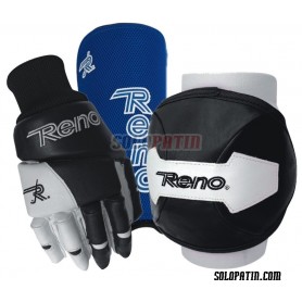Protection Kit Reno Gloves Knee Pad Shin Pads Black White